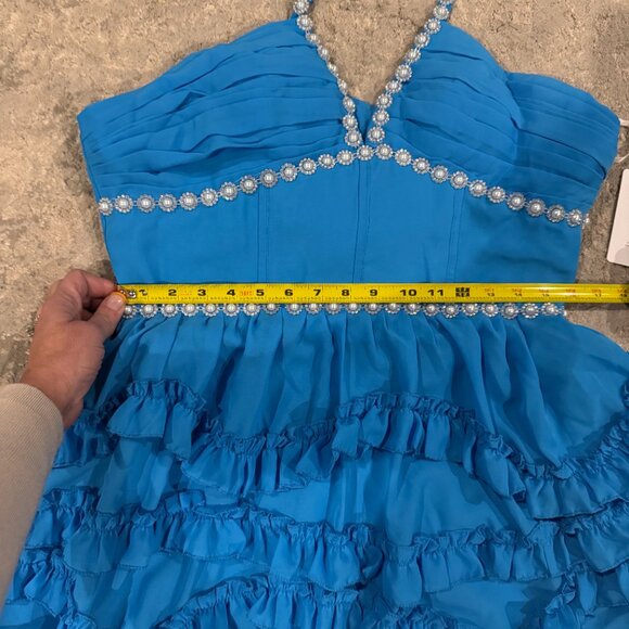 Women's BLUE Short Ruffle Homecoming Formal Gown Ball Party Evening Prom Dresses - Picture 6 of 16